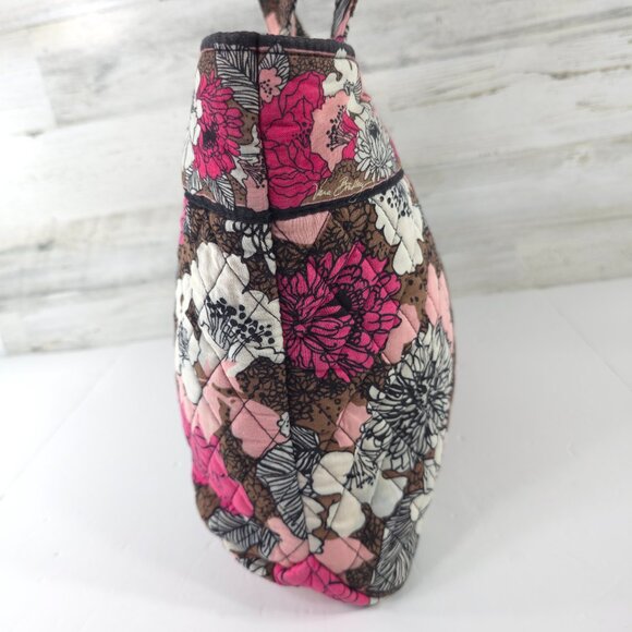 VERA BRADLEY FLORAL PINK WHITE BROWN LARGE TOTE BAG MAGNETIC CLOSURE LIGHTWEIGHT - Picture 11 of 16